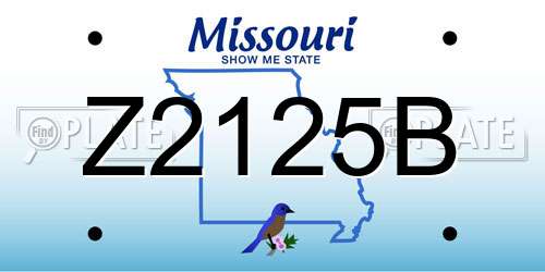 Z2125B Missouri License Plate
