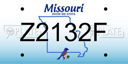Z2132F Missouri License Plate