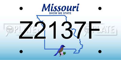 Z2137F Missouri License Plate