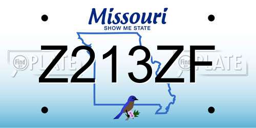Z213ZF Missouri License Plate