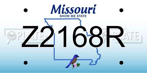 Z2168R Missouri License Plate