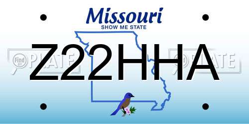 Z22HHA Missouri License Plate