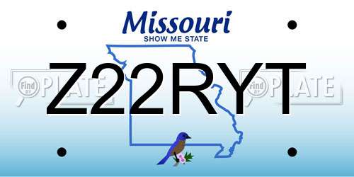 Z22RYT Missouri License Plate