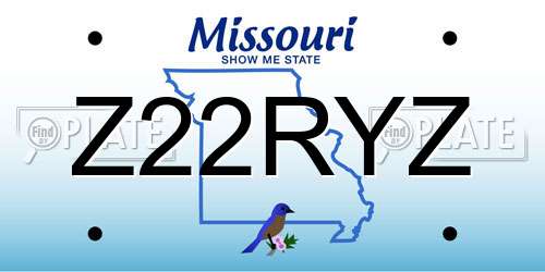 Z22RYZ Missouri License Plate