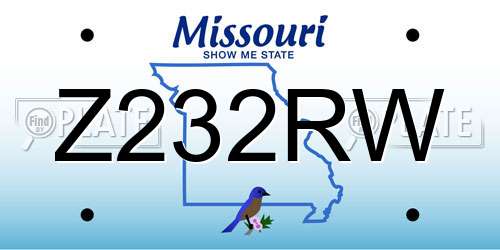 Z232RW Missouri License Plate