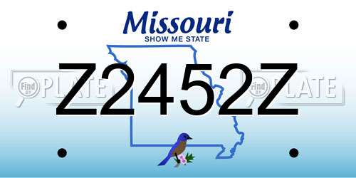 Z2452Z Missouri License Plate