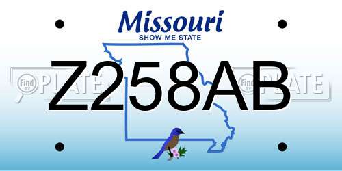 Z258AB Missouri License Plate