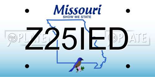 Z25IED Missouri License Plate