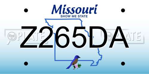 Z265DA Missouri License Plate