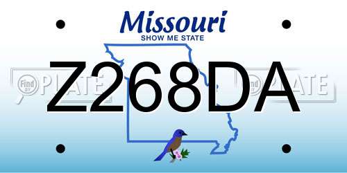 Z268DA Missouri License Plate