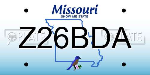 Z26BDA Missouri License Plate