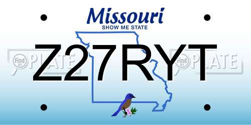 Z27RYT Missouri License Plate