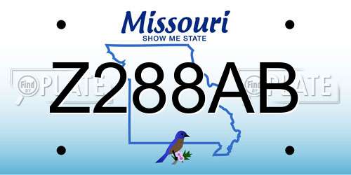 Z288AB Missouri License Plate