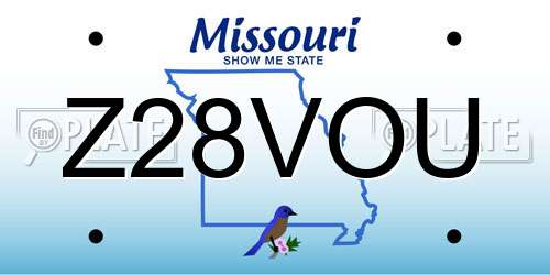 Z28VOU Missouri License Plate