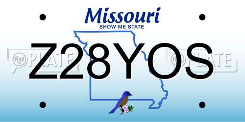 Z28YOS Missouri License Plate