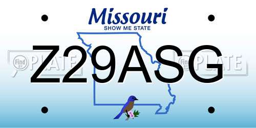 Z29ASG Missouri License Plate