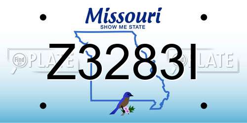 Z3283I Missouri License Plate