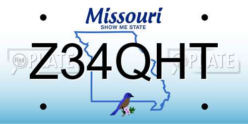 Z34QHT Missouri License Plate