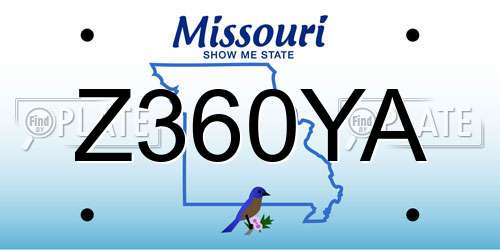 Z360YA Missouri License Plate