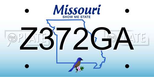Z372GA Missouri License Plate