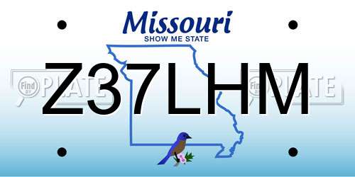 Z37LHM Missouri License Plate