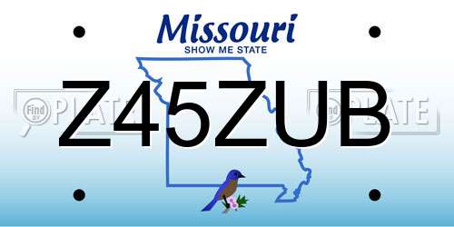 Z45ZUB Missouri License Plate