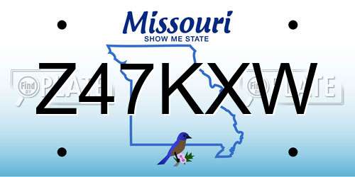 Z47KXW Missouri License Plate