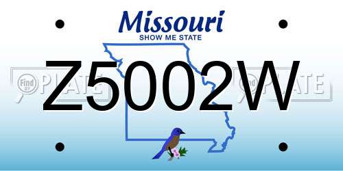 Z5002W Missouri License Plate