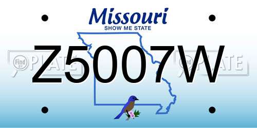 Z5007W Missouri License Plate