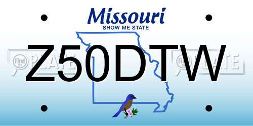 Z50DTW Missouri License Plate
