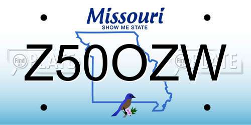 Z50OZW Missouri License Plate
