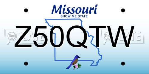 Z50QTW Missouri License Plate