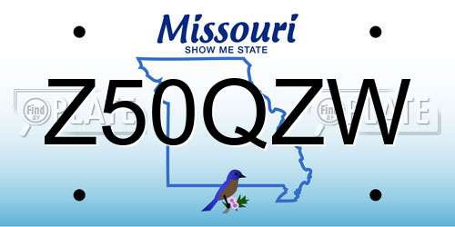 Z50QZW Missouri License Plate