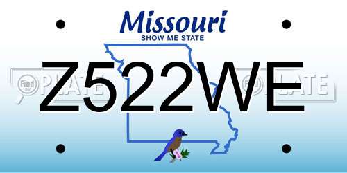 Z522WE Missouri License Plate