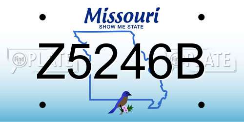 Z5246B Missouri License Plate