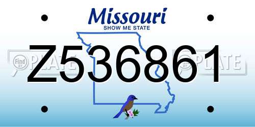 Z536861 Missouri License Plate