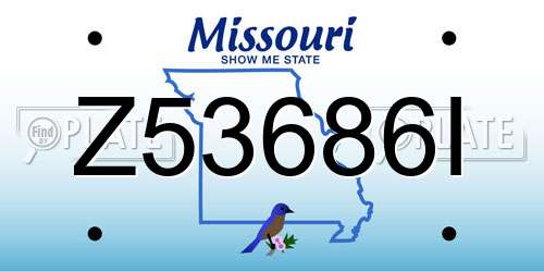 Z53686I Missouri License Plate
