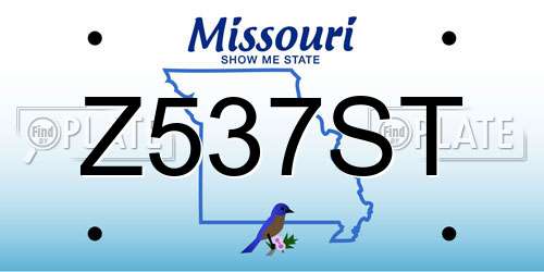 Z537ST Missouri License Plate