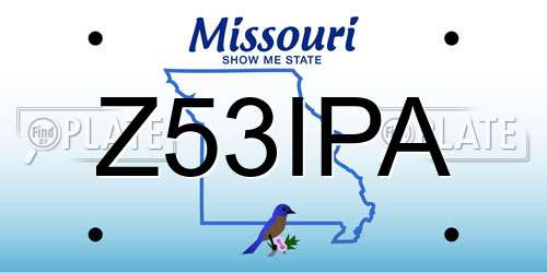 Z53IPA Missouri License Plate
