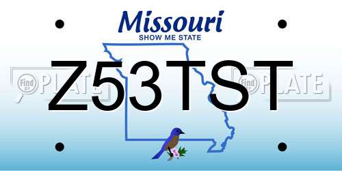 Z53TST Missouri License Plate