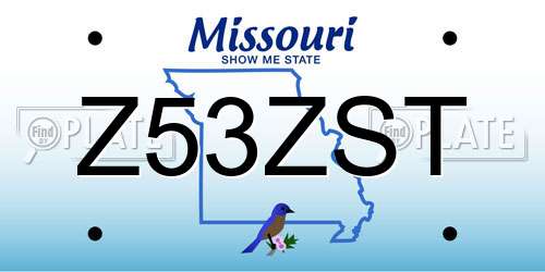 Z53ZST Missouri License Plate