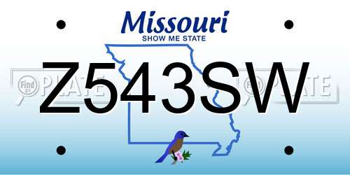 Z543SW Missouri License Plate
