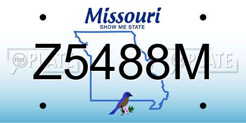 Z5488M Missouri License Plate