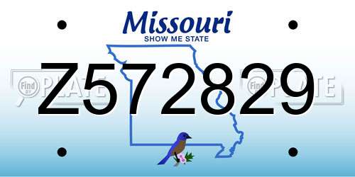 Z572829 Missouri License Plate