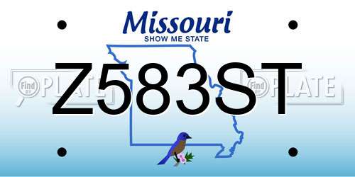 Z583ST Missouri License Plate
