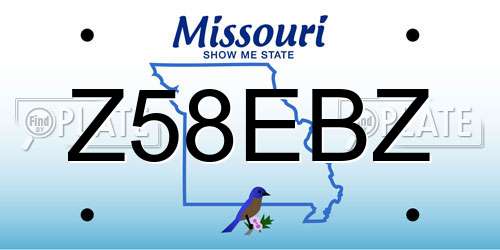 Z58EBZ Missouri License Plate