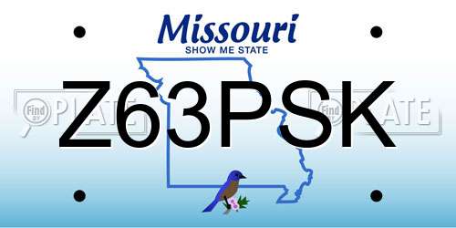 Z63PSK Missouri License Plate