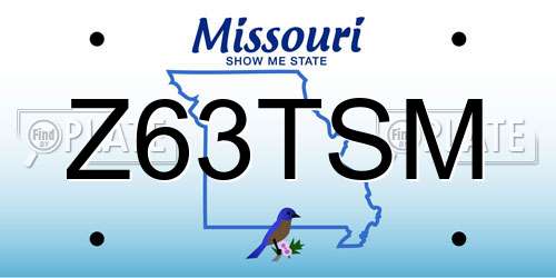 Z63TSM Missouri License Plate