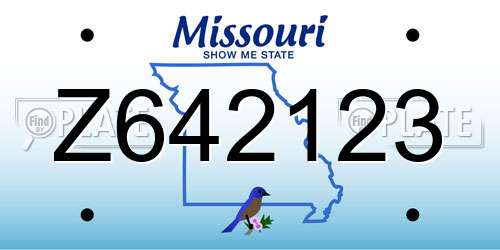 Z642123 Missouri License Plate