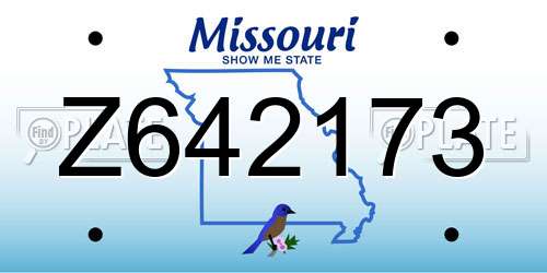 Z642173 Missouri License Plate